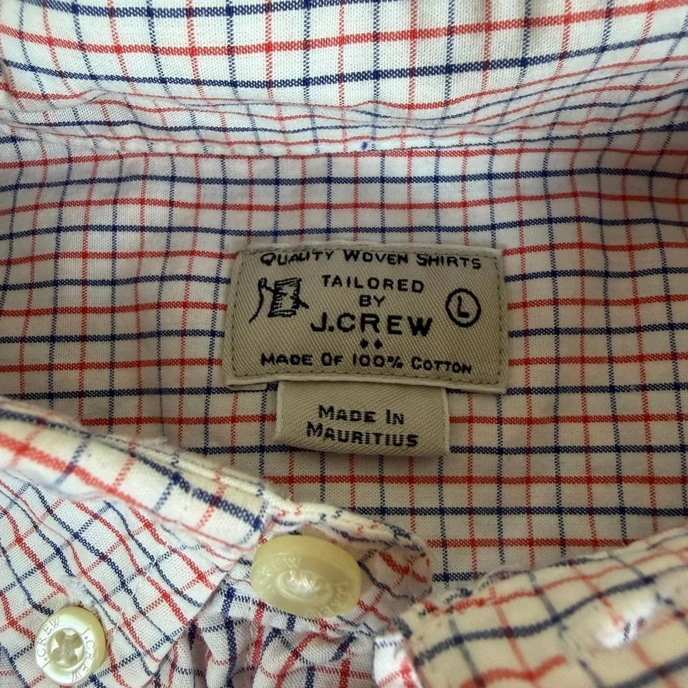 J. Crew Men's White, Red, and‎ Blue Plaid Shirt